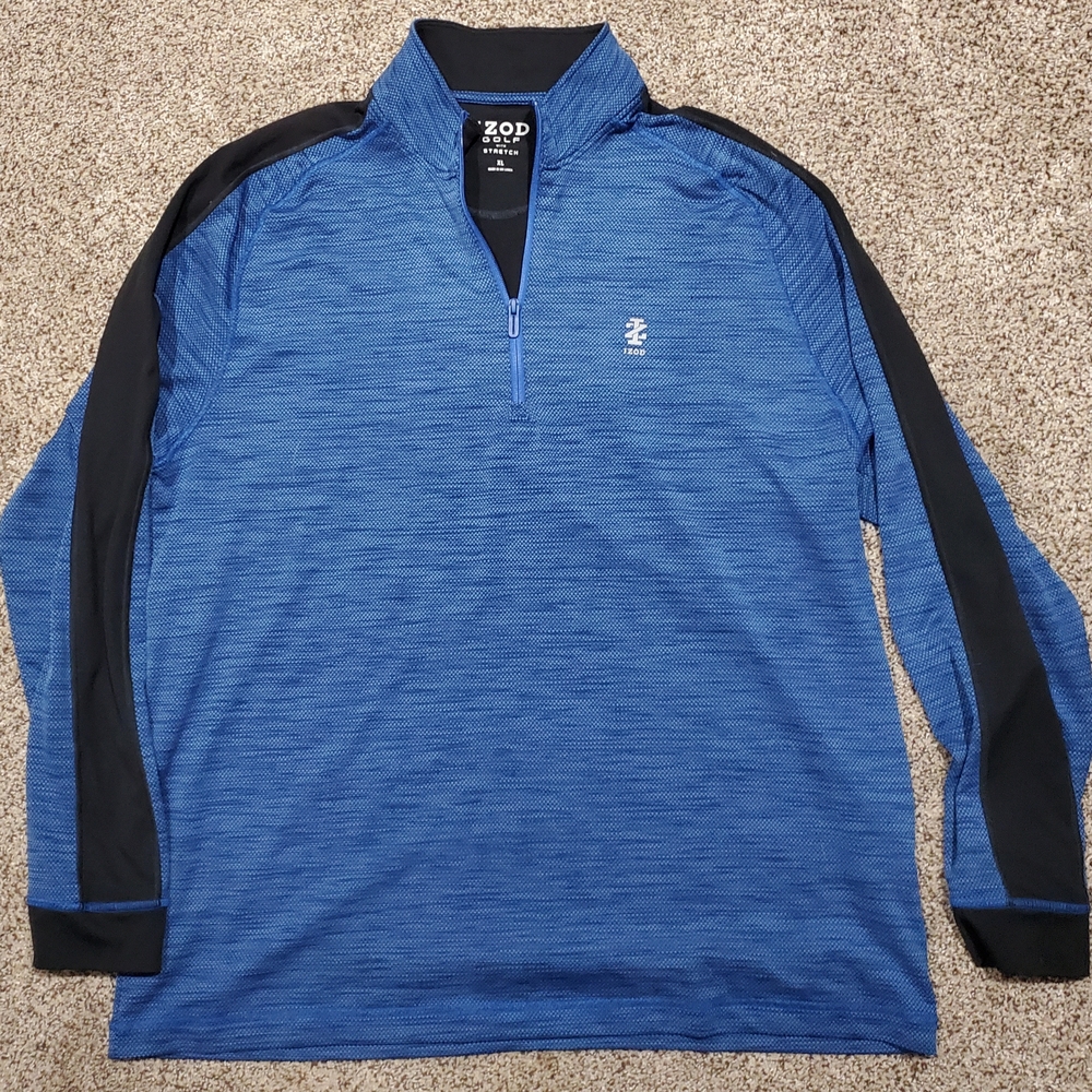 Izod Blue and Black Quarter-Zip Pullover